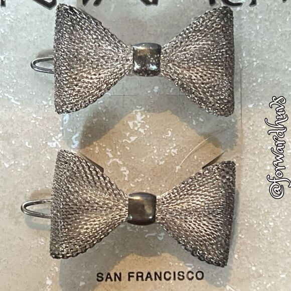Vintage Silver-Tone Mesh Metal Hair Barrettes – \